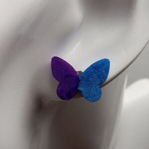 Hand Crafted Butterfly Earrings in Purple and Blue